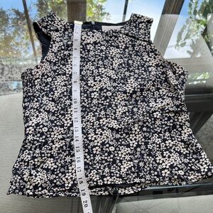 Casual Corner Navy and Off White Floral Tank Top